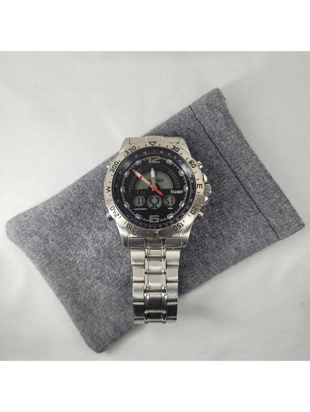 Stauer 19093 Compendium Hybrid Watch Mens 47mm Analog Digital Chronograph